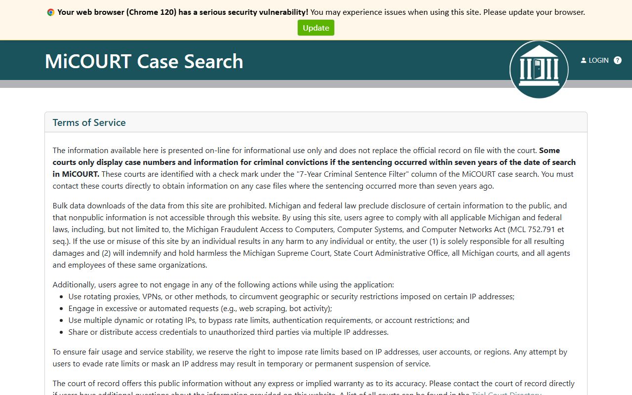 Barry County court dockets circuit court C05 case-search page