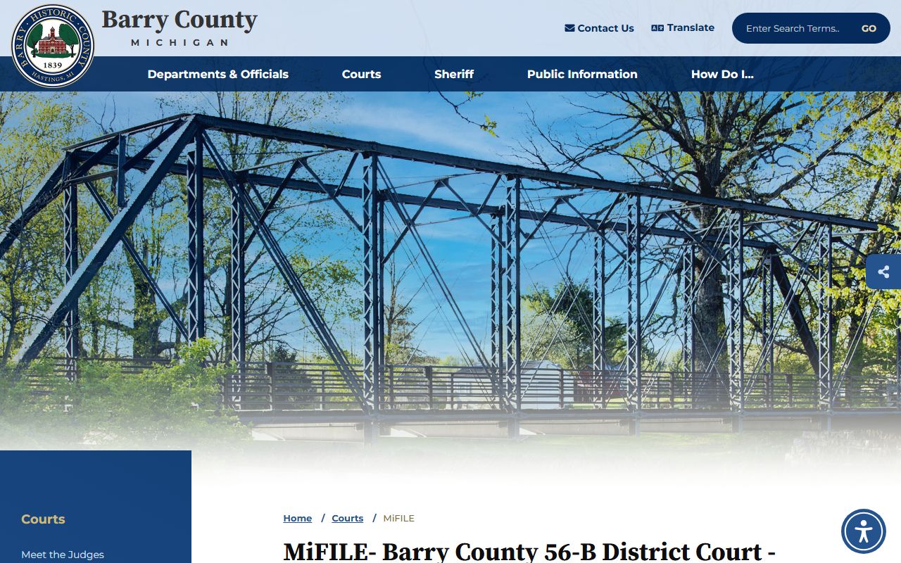 Barry County MiFILE civil e-filing page for court records