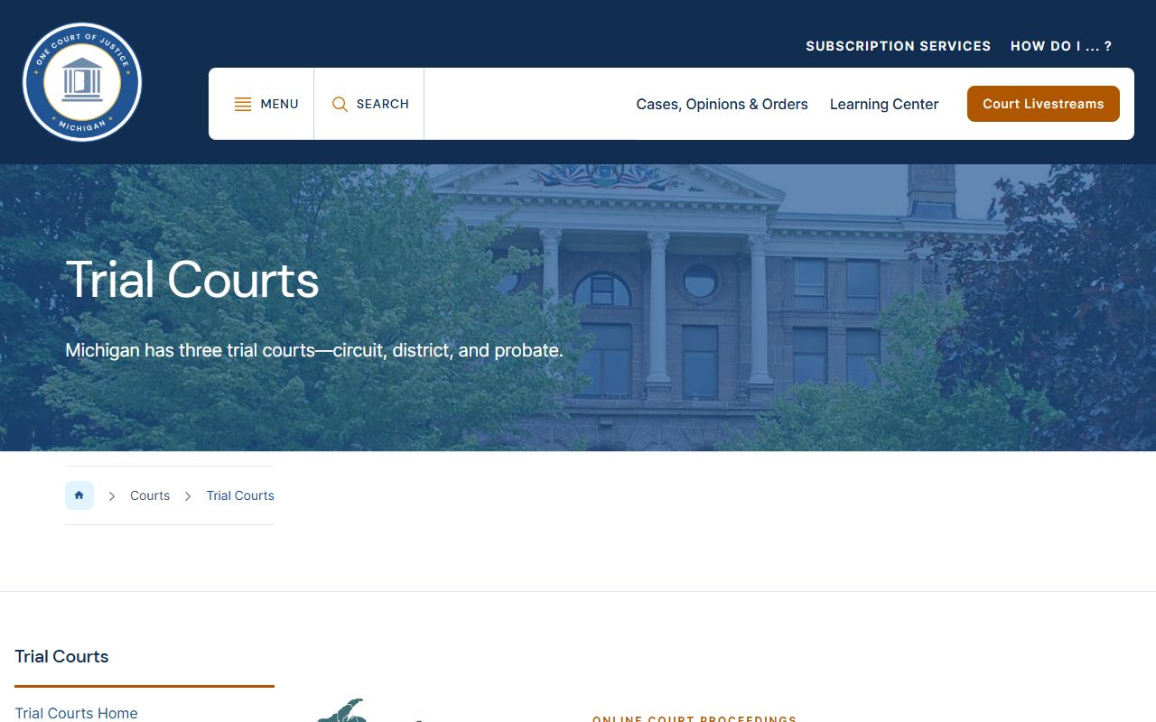 Michigan trial courts overview for Barry County court records