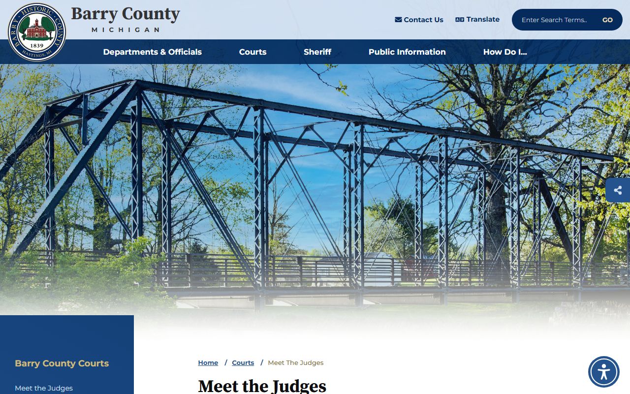 Barry County court records judge listing page