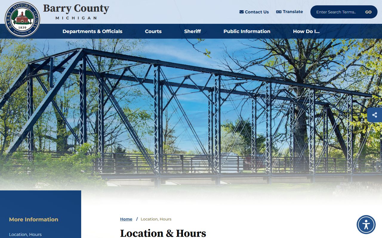Barry County courthouse hours and address card for court records offices