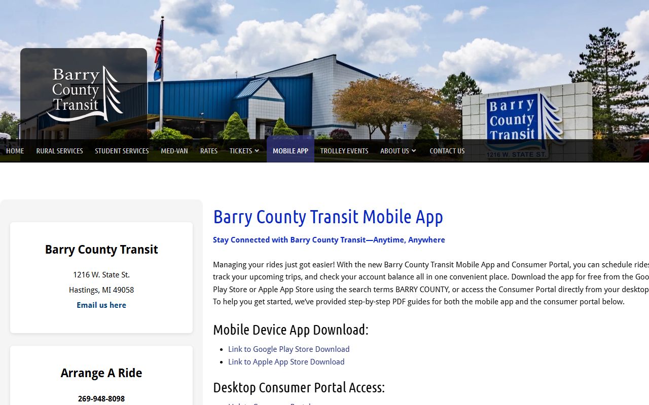 Barry County Transit app for reaching court records offices