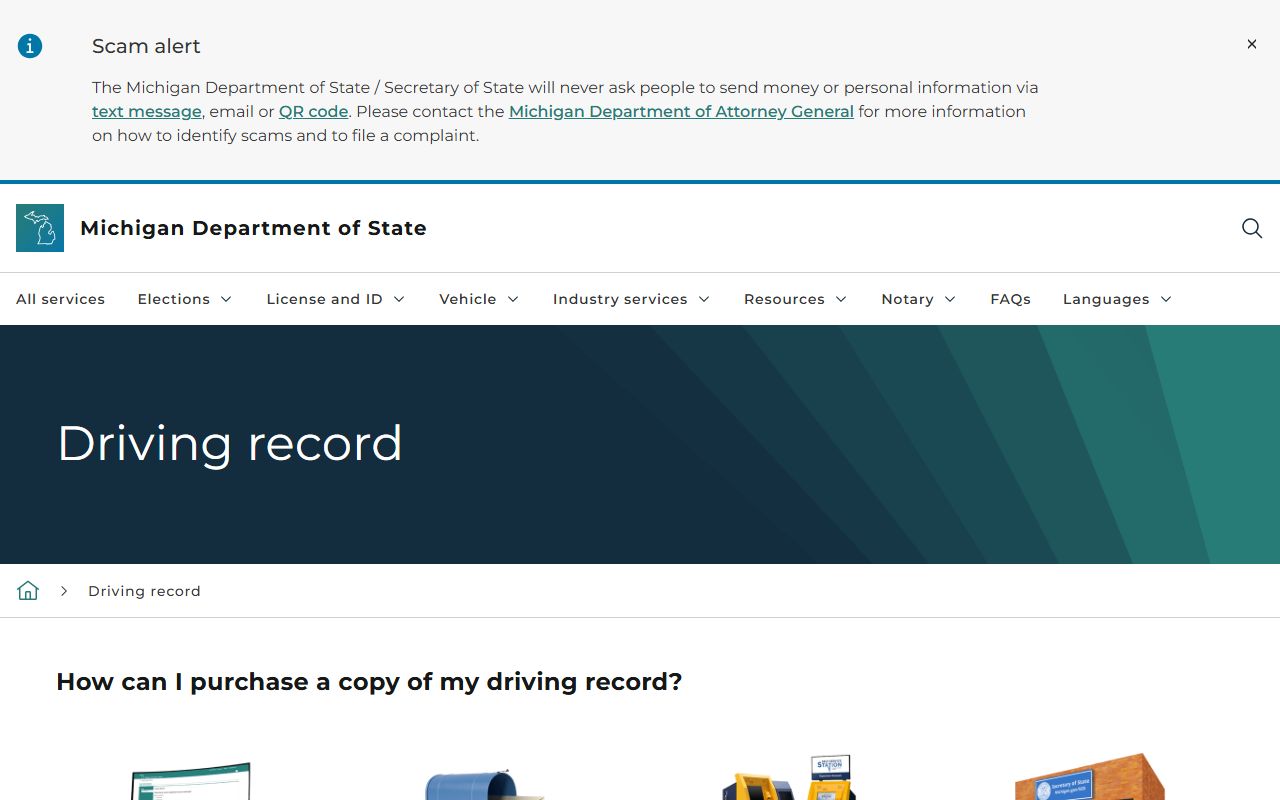 Barry County drivers use the Michigan Secretary of State driving record page