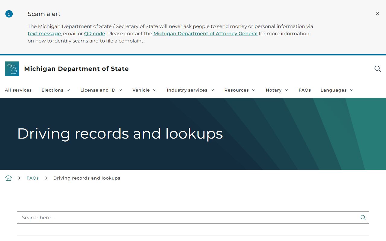 Barry County traffic record source at the Michigan driver and vehicle records FAQ